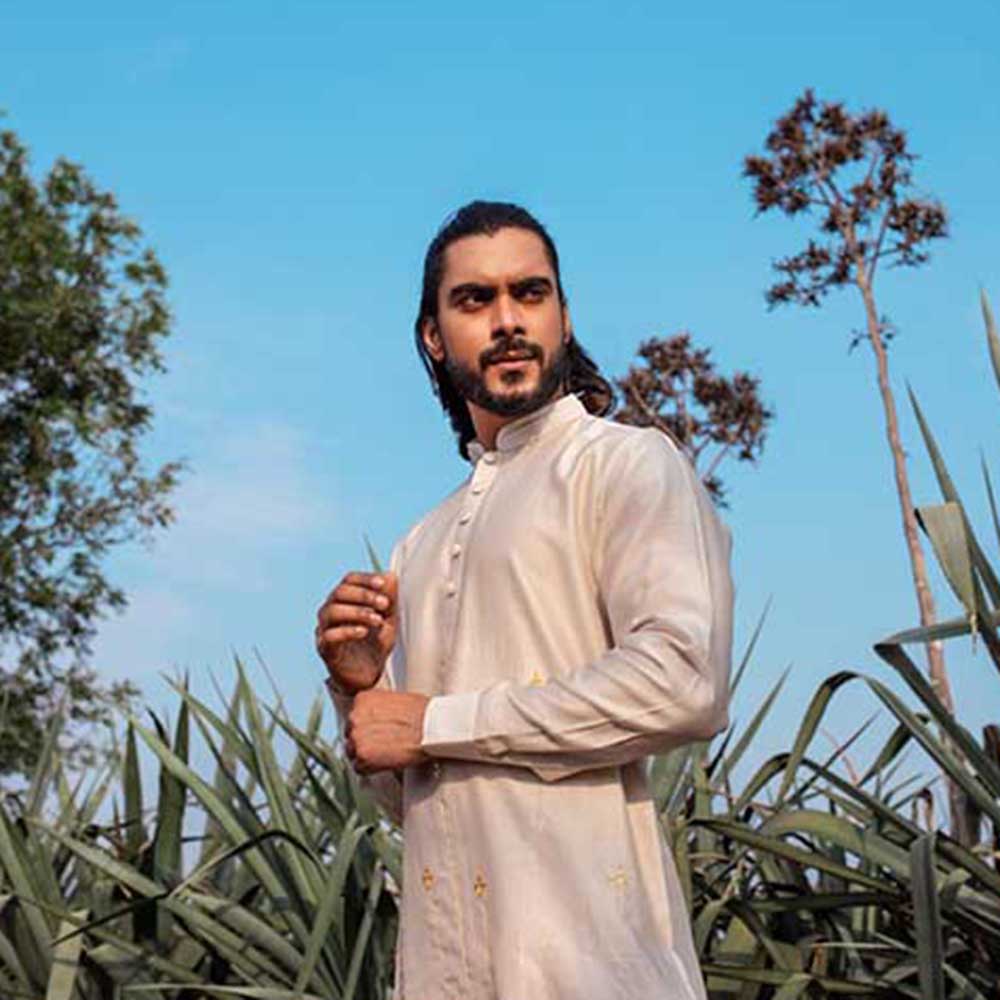 Runit Gupta Aero Ivory Kurta with Pant (Set of 2)