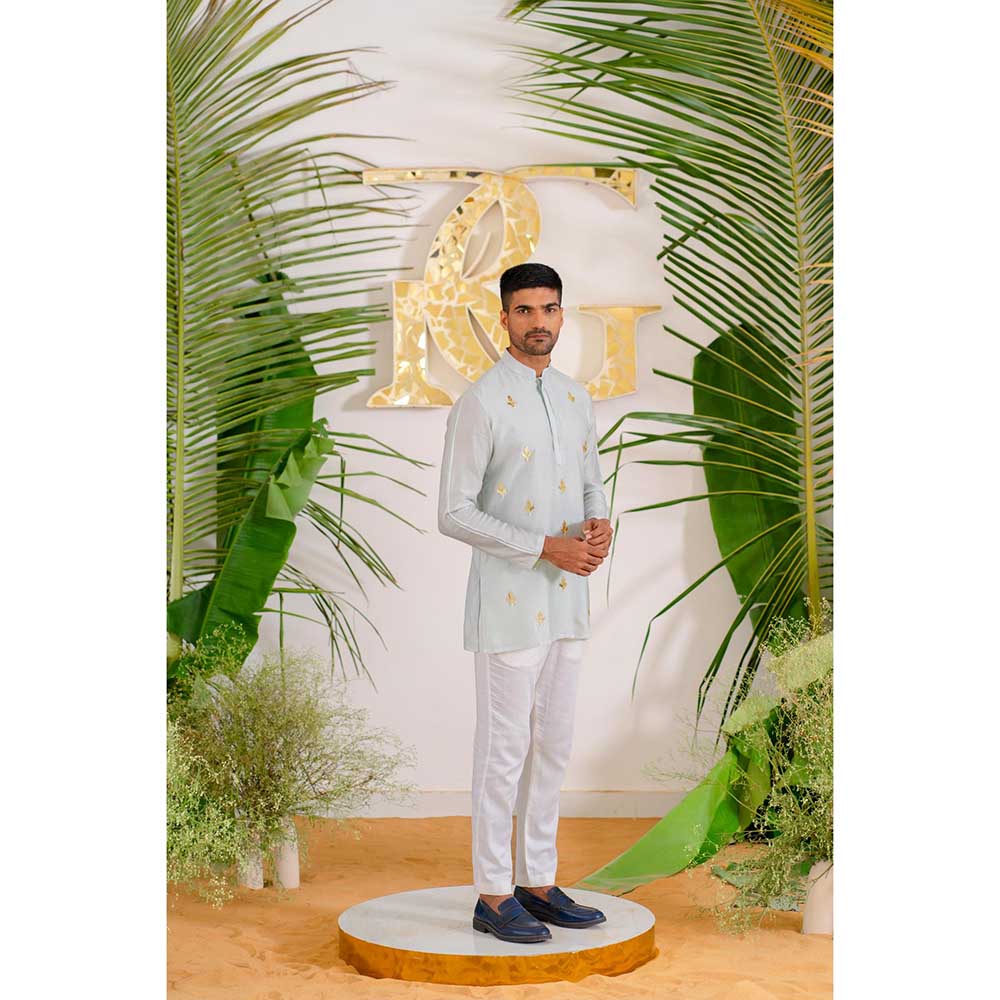 Runit Gupta Blue Paradise Short Kurta with Pant (Set of 2)