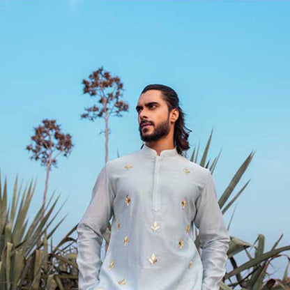 Runit Gupta Blue Paradise Short Kurta with Pant (Set of 2)