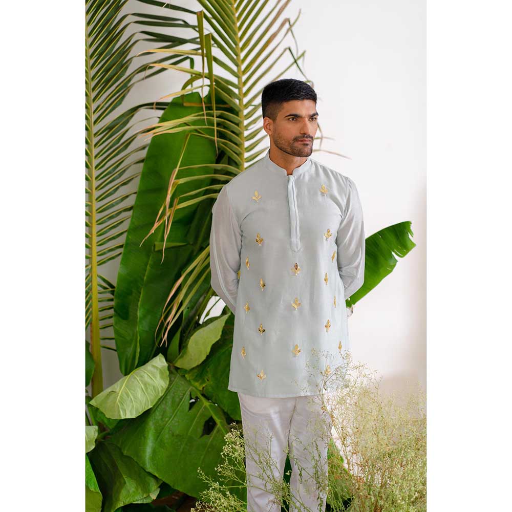 Runit Gupta Blue Paradise Short Kurta with Pant (Set of 2)