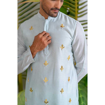 Runit Gupta Blue Paradise Short Kurta with Pant (Set of 2)