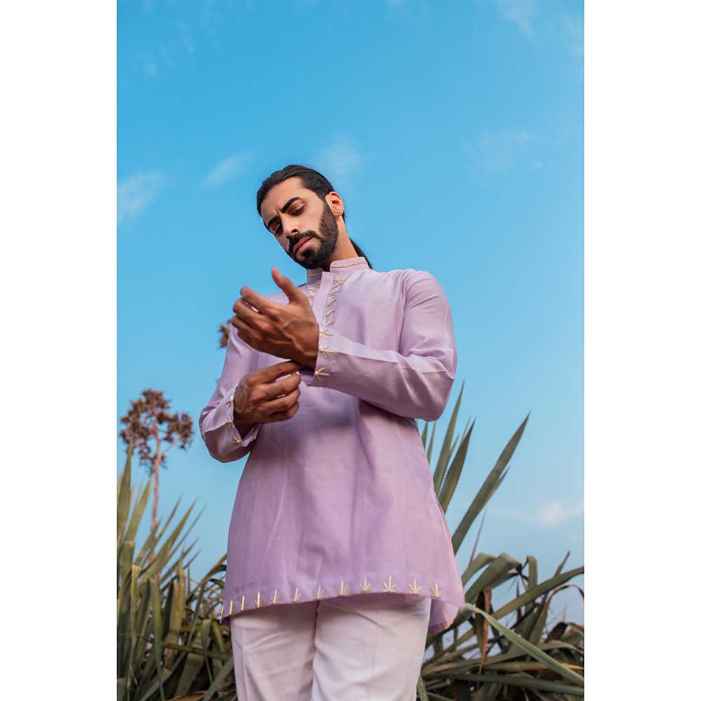 Runit Gupta Pearl Pastel Short Kurta with Pant (Set of 2)