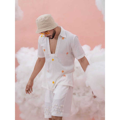 Runit Gupta White Dori Hem Vacay Shorts