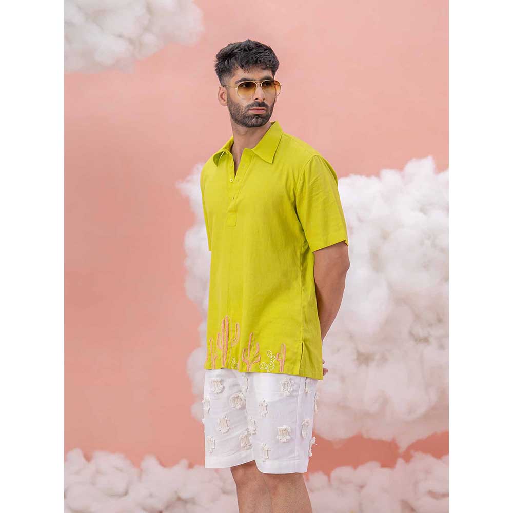 Runit Gupta Green Cactus Coral Polo T-Shirt