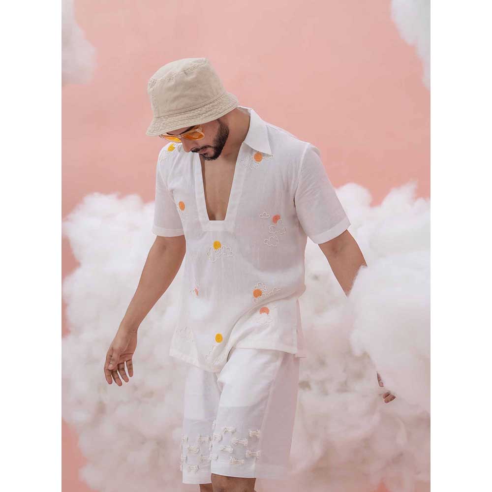 Runit Gupta White Sun-Burn Polo T-Shirt