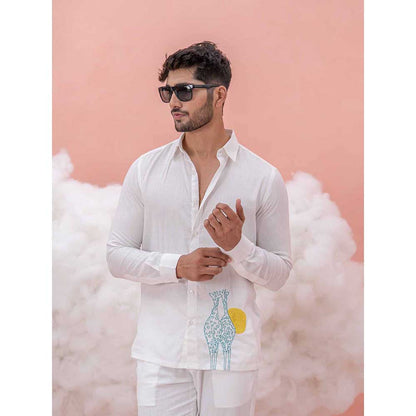 Runit Gupta White Giraffe Geography Shirt