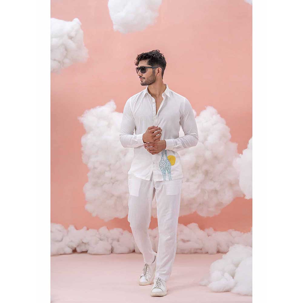 Runit Gupta White Giraffe Geography Shirt