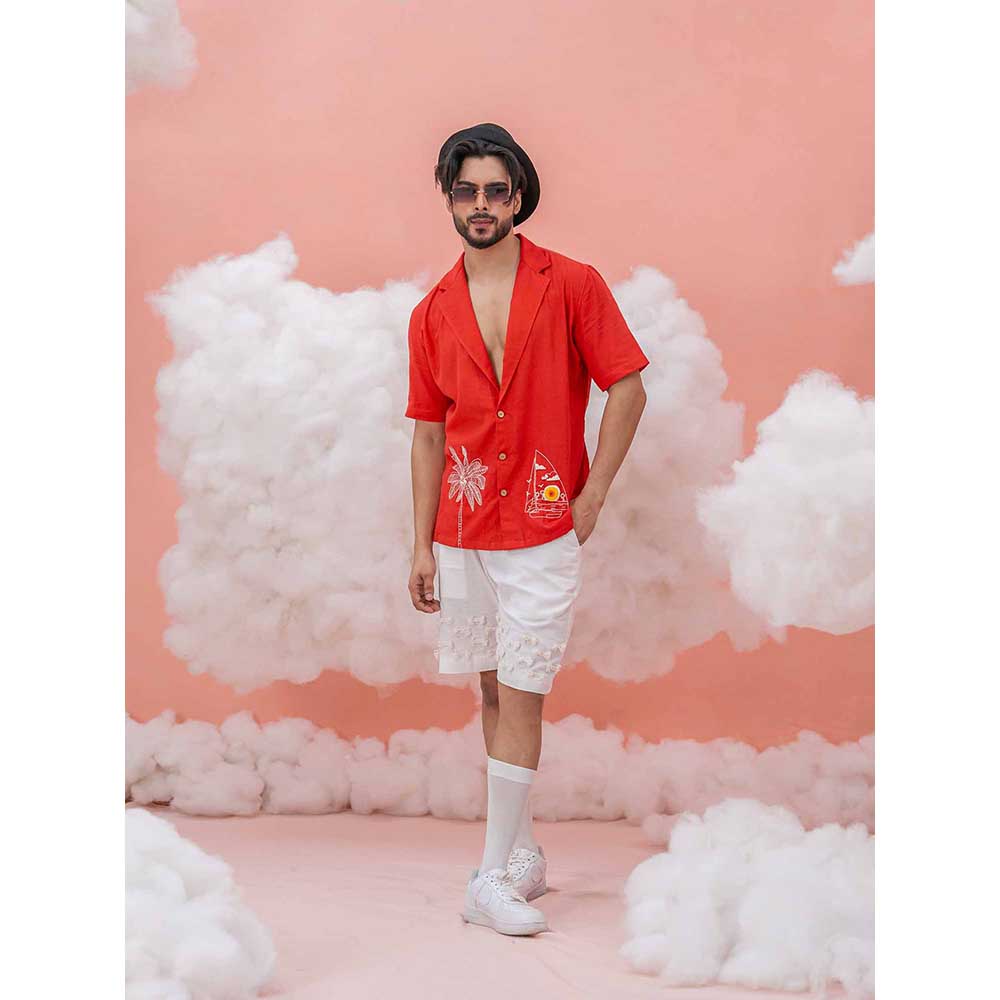 Runit Gupta Red Beach Boat Shirt