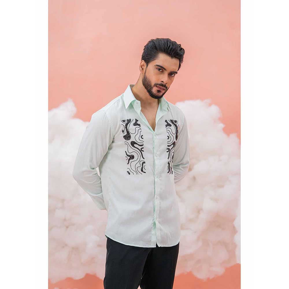Runit Gupta Green Zebra High Shirt