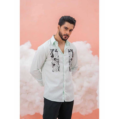 Runit Gupta Green Zebra High Shirt