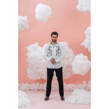 Runit Gupta Green Zebra High Shirt