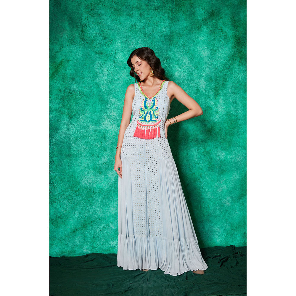 Saaj by Ankita Blue Jumpsuit with Embroidered Yok & Tassels