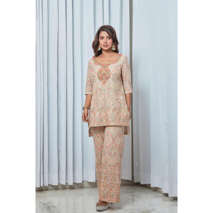 Saaj by Ankita Beige Thread & Sequin Embroidered Co-Ord Set