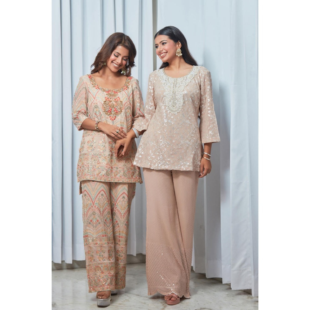 Saaj by Ankita Beige Thread & Sequin Embroidered Co-Ord Set