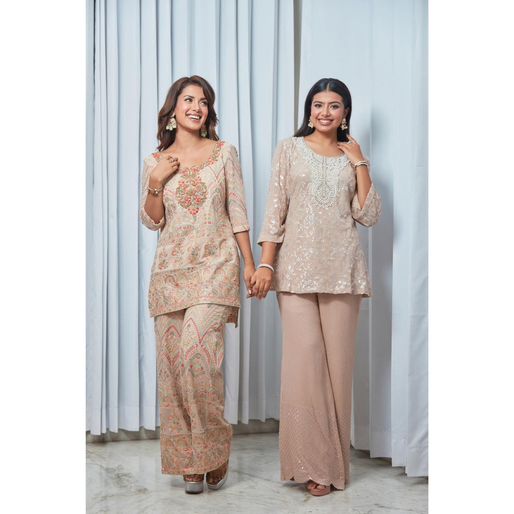 Saaj by Ankita Beige Thread & Sequin Embroidered Co-Ord Set