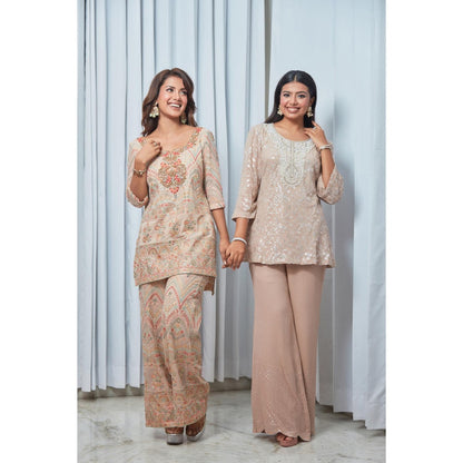 Saaj by Ankita Beige Thread & Sequin Embroidered Co-Ord Set