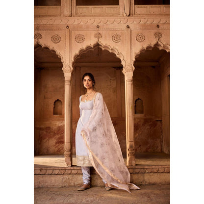 Saanjh by Lea Aqsa Blue Straight Kurta with Churidar and Dupatta
