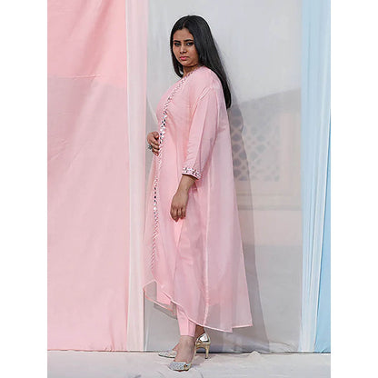 Saatvikei Cape Suit - Baby Pink Kurta with Pant and Cape Dupatta (Set of 3)