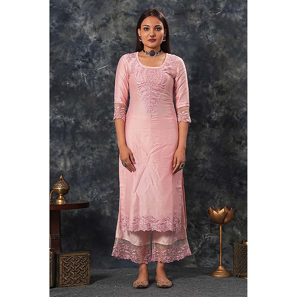 Saatvikei Harshita - Pink Kurta with Palazzo and Dupatta (Set of 3)
