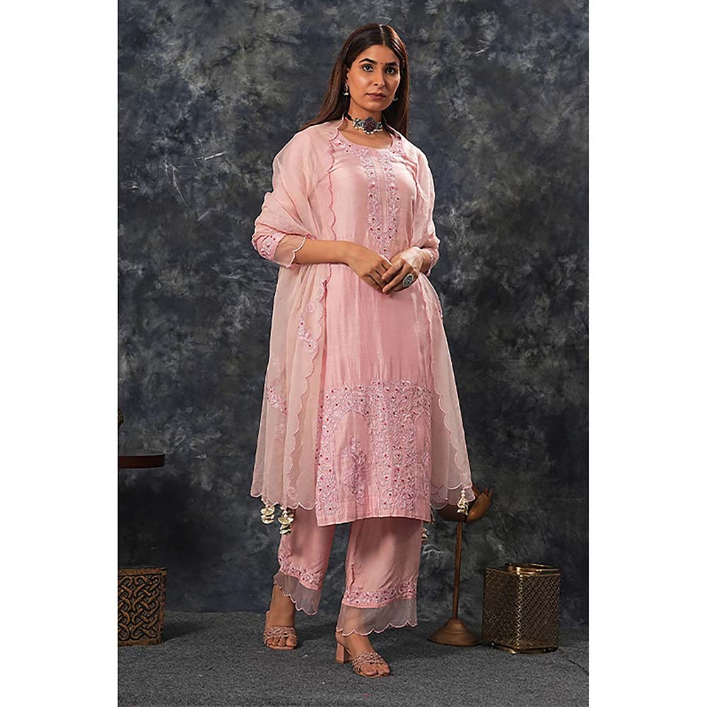 Saatvikei Raasika - Black Kurta with Palazzo and Dupatta (Set of 3)
