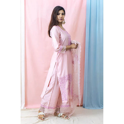 Saatvikei Raasika - Pink Kurta with Palazzo and Dupatta (Set of 3)