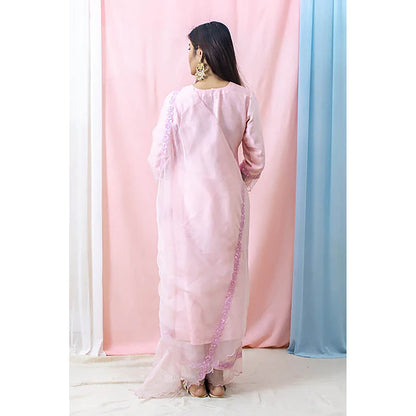 Saatvikei Raasika - Pink Kurta with Palazzo and Dupatta (Set of 3)
