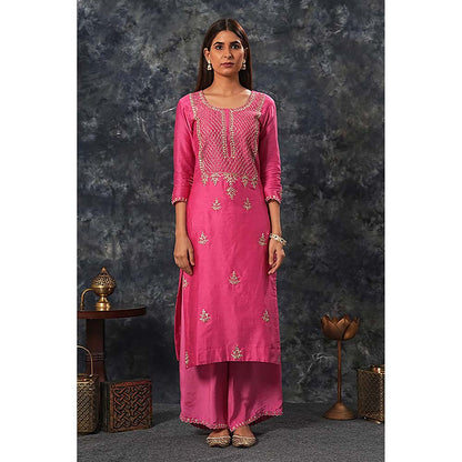 Saatvikei Raj - Hot Pink Kurta with Palazzo and Dupatta (Set of 3)