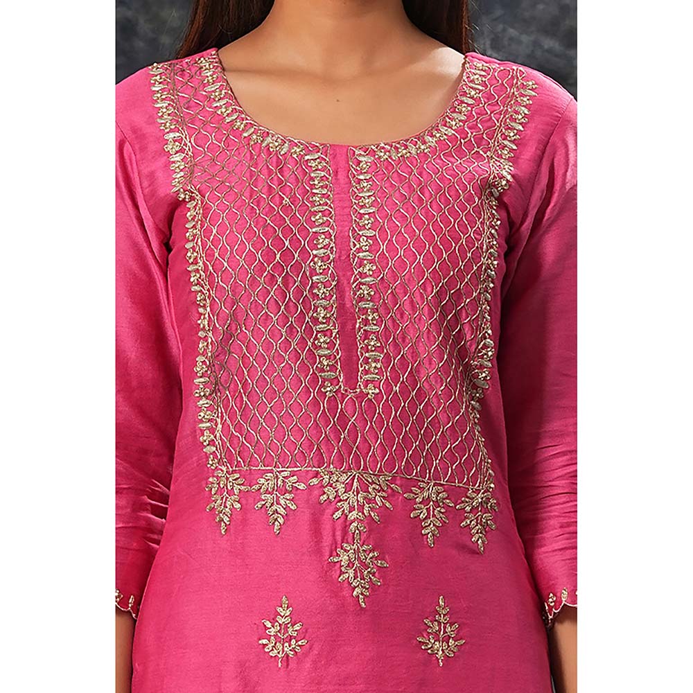 Saatvikei Raj - Hot Pink Kurta with Palazzo and Dupatta (Set of 3)