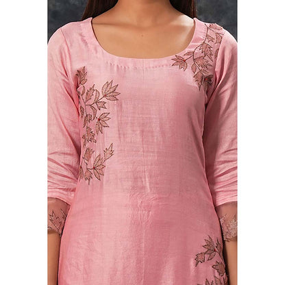 Saatvikei Rajdulari - Onion Pink Kurta with Palazzo and Dupatta (Set of 3)