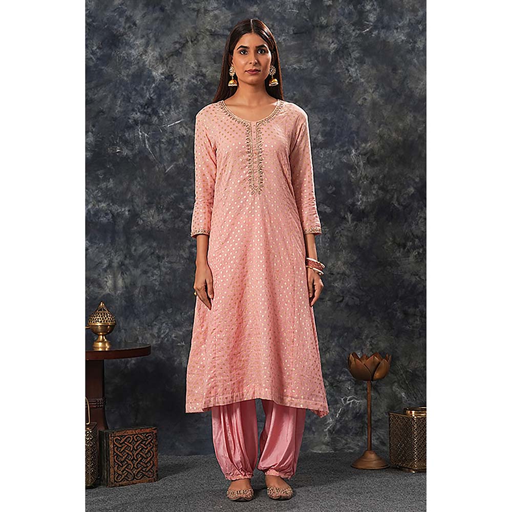 Saatvikei Rajnandini - Onion Pink Kurta with Palazzo and Dupatta (Set of 3)