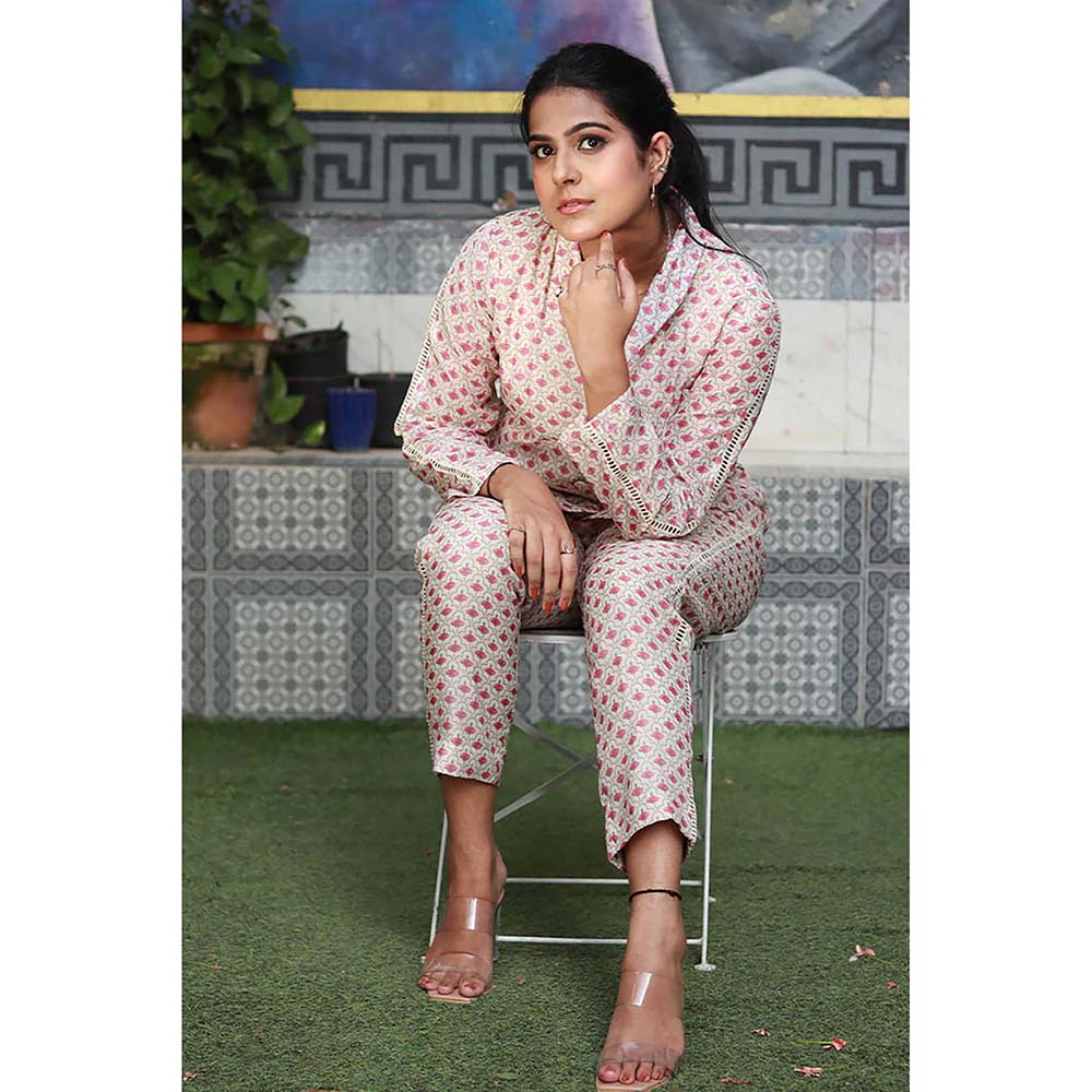Saatvikei Saral - Printed Co-Ord - Beige (Set of 2)