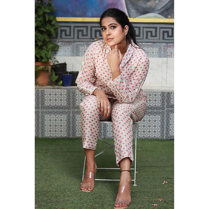 Saatvikei Saral - Printed Co-Ord - Beige (Set of 2)