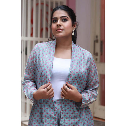 Saatvikei Saral - Printed Co-Ord - Powder Blue (Set of 2)