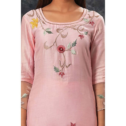 Saatvikei Sarla - Pink Kurta with Palazzo and Dupatta (Set of 3)