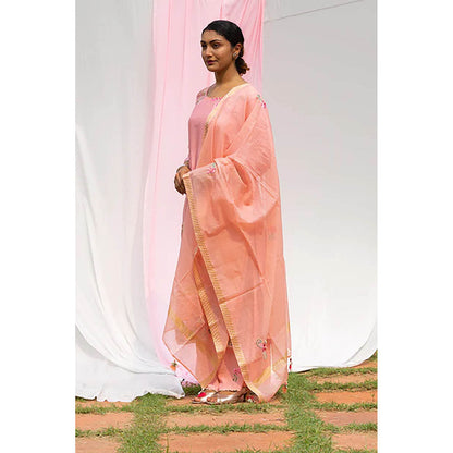 Saatvikei Titli - Peach Kurta with Palazzo and Dupatta (Set of 3)