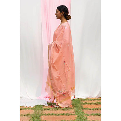 Saatvikei Titli - Peach Kurta with Palazzo and Dupatta (Set of 3)