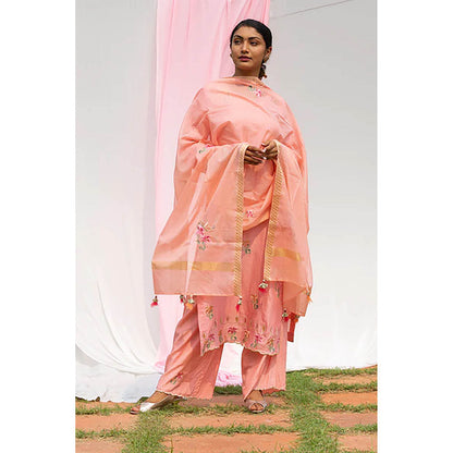 Saatvikei Titli - Peach Kurta with Palazzo and Dupatta (Set of 3)