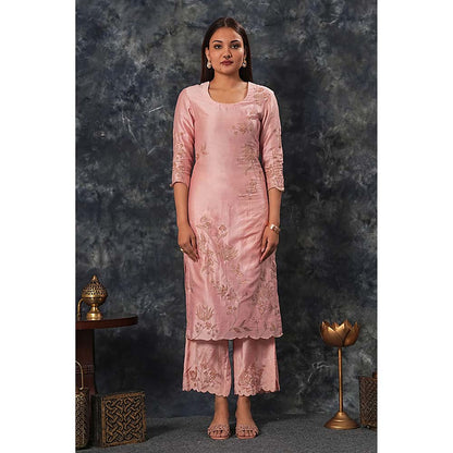 Saatvikei Nandini - Pink Kurta with Palazzo and Dupatta (Set of 3)