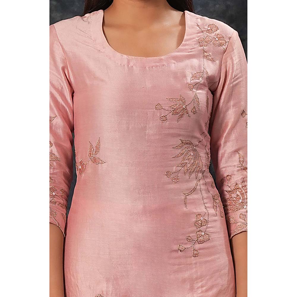 Saatvikei Nandini - Pink Kurta with Palazzo and Dupatta (Set of 3)