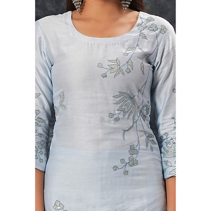 Saatvikei Nandini - Sky Blue Kurta with Palazzo and Dupatta (Set of 3)
