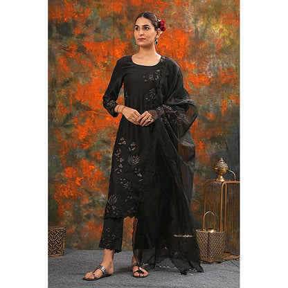 Saatvikei Nandini - Black Kurta with Palazzo and Dupatta (Set of 3)