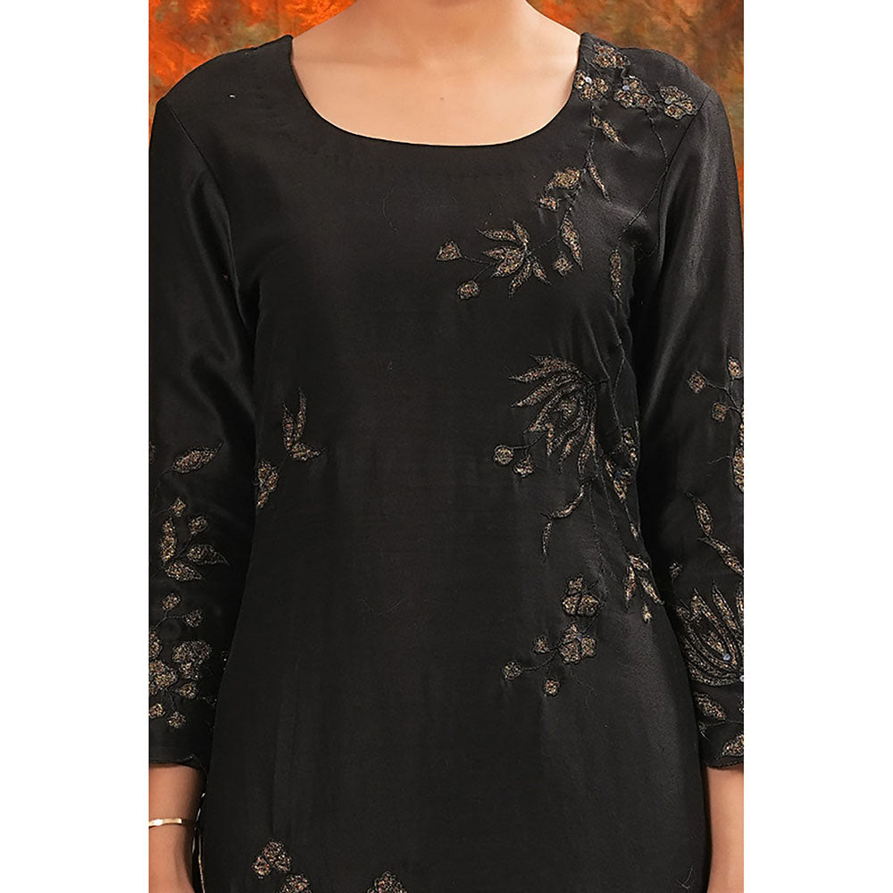 Saatvikei Nandini - Black Kurta with Palazzo and Dupatta (Set of 3)
