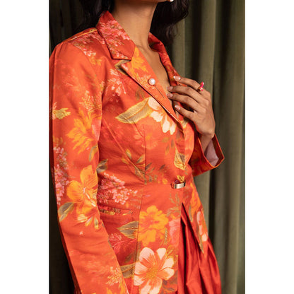 Sage By Mala Autumn Orange Blazer with Skirt (Set of 2)