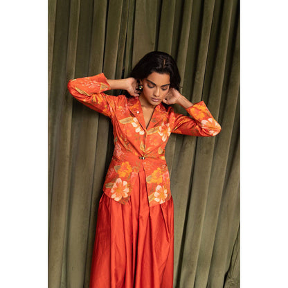 Sage By Mala Autumn Orange Blazer with Skirt (Set of 2)