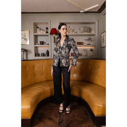 Sage By Mala Jade Garden Black Blazer with Pant (Set of 2)
