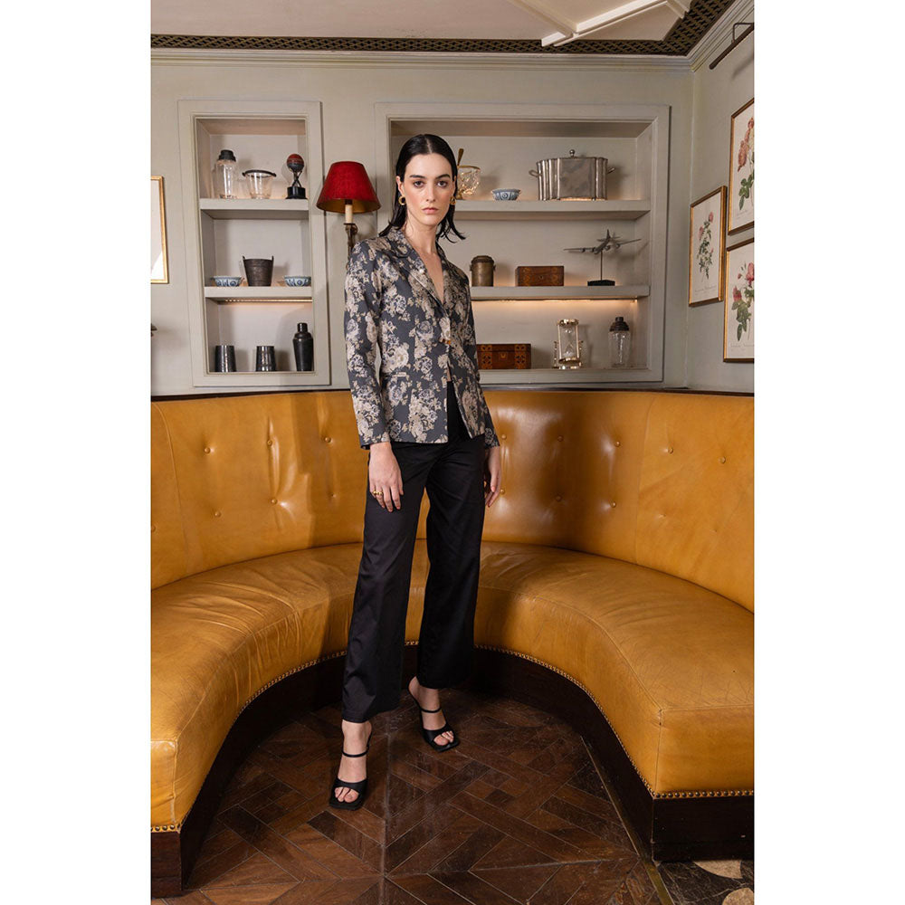 Sage By Mala Jade Garden Black Blazer with Pant (Set of 2)