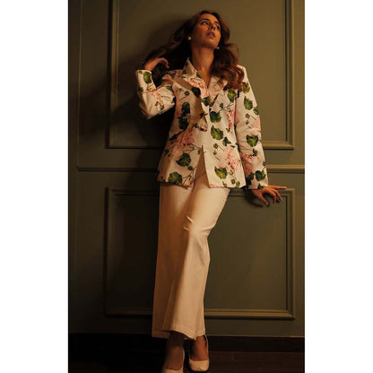 Sage By Mala Blossom Charm White Blazer with Pant (Set of 2)