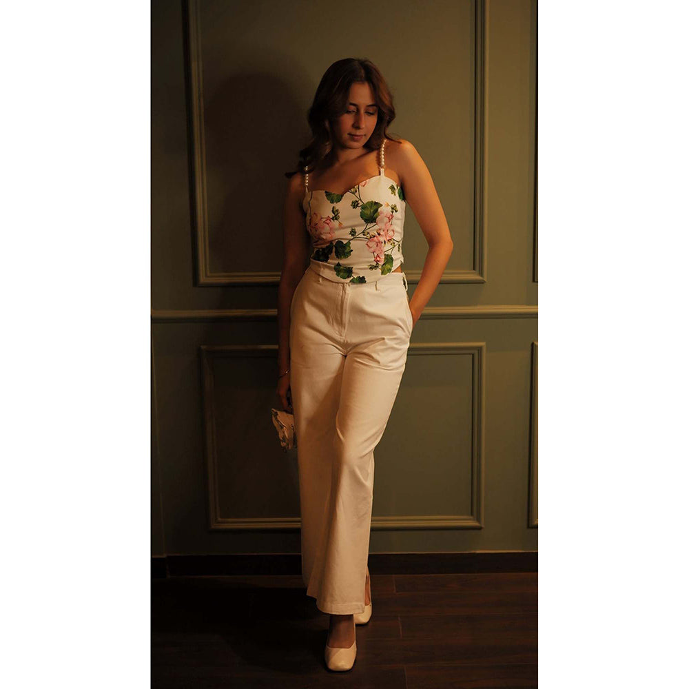Sage By Mala Blossom Charm White Blazer with Pant and Top (Set of 3)