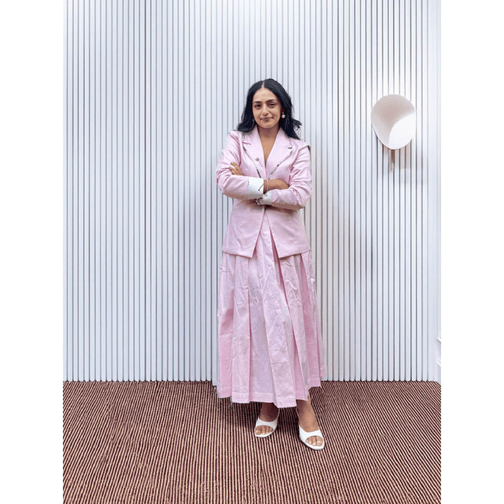 Sage By Mala Pink Rose Blazer with Skirt (Set of 2)