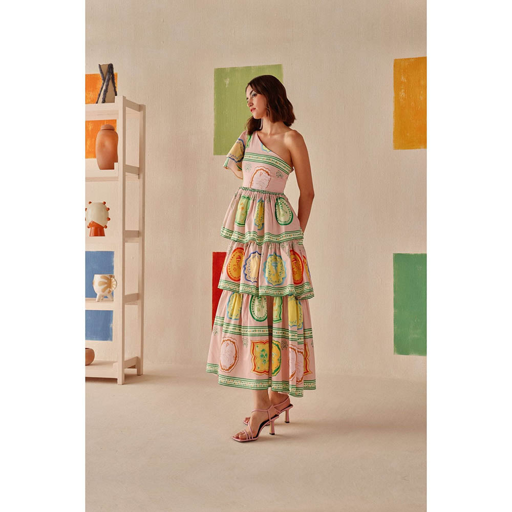 Sage By Mala Pink Printed Elani Dress